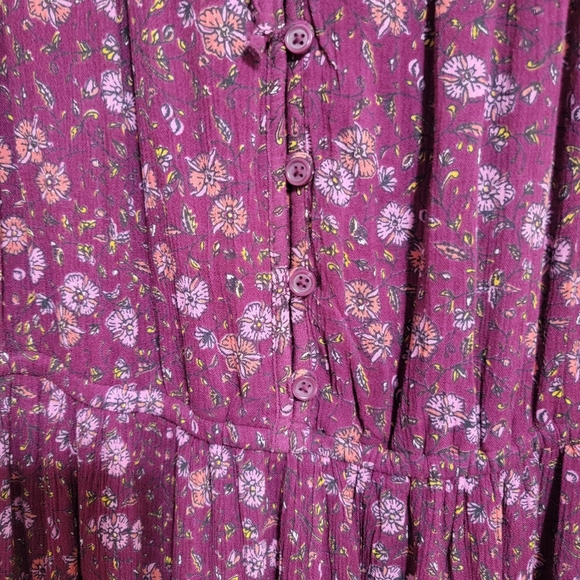 Old Navy Boho Purple Waist-Defined Bell-Sleeve Floral Lined Dress Large - Picture 4 of 9